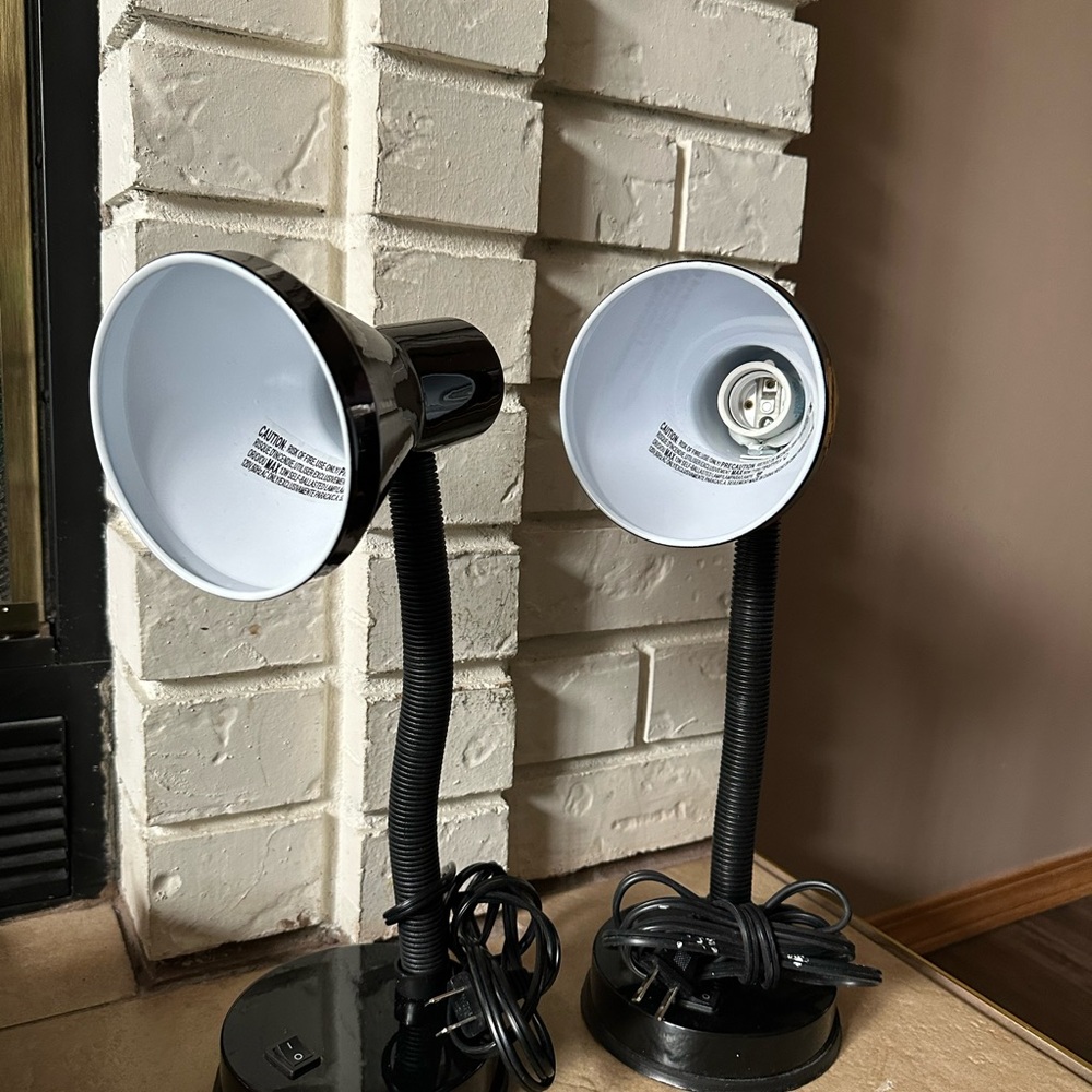 Pair of Black Adjustable Desk Lamps